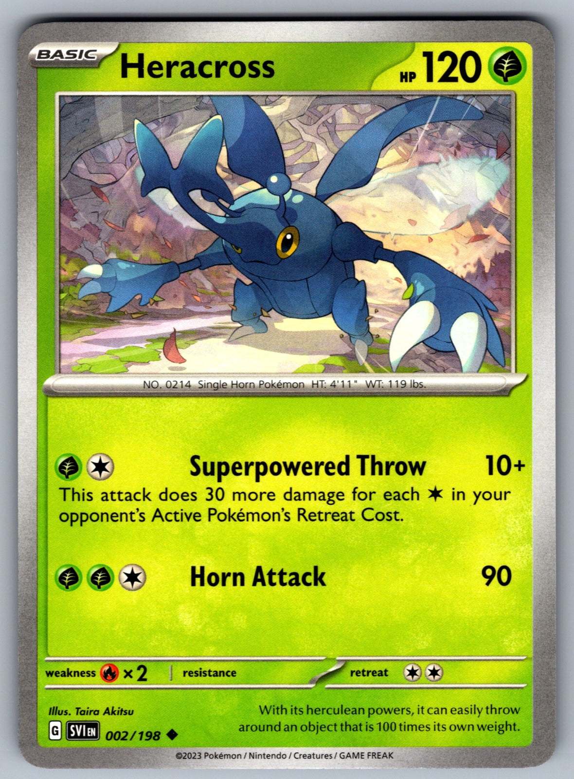 Heracross Uncommon SV01: Scarlet & Violet Base Set 002/198 NM 2023
