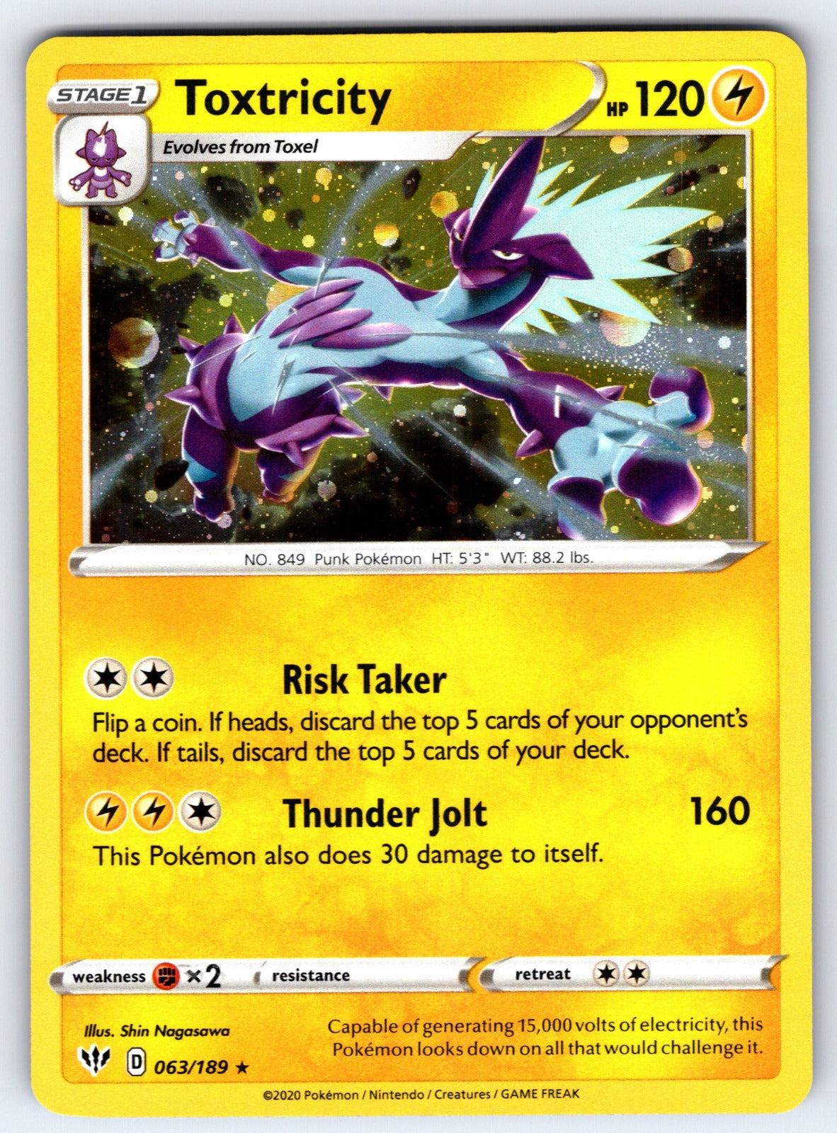 Toxtricity Holo Rare SWSH03: Darkness Ablaze 063/189 NM 2020