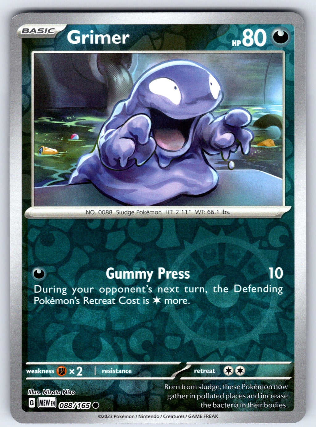 Grimer Reverse Holo Common SV: Scarlet & Violet 151 088/165 NM 2023