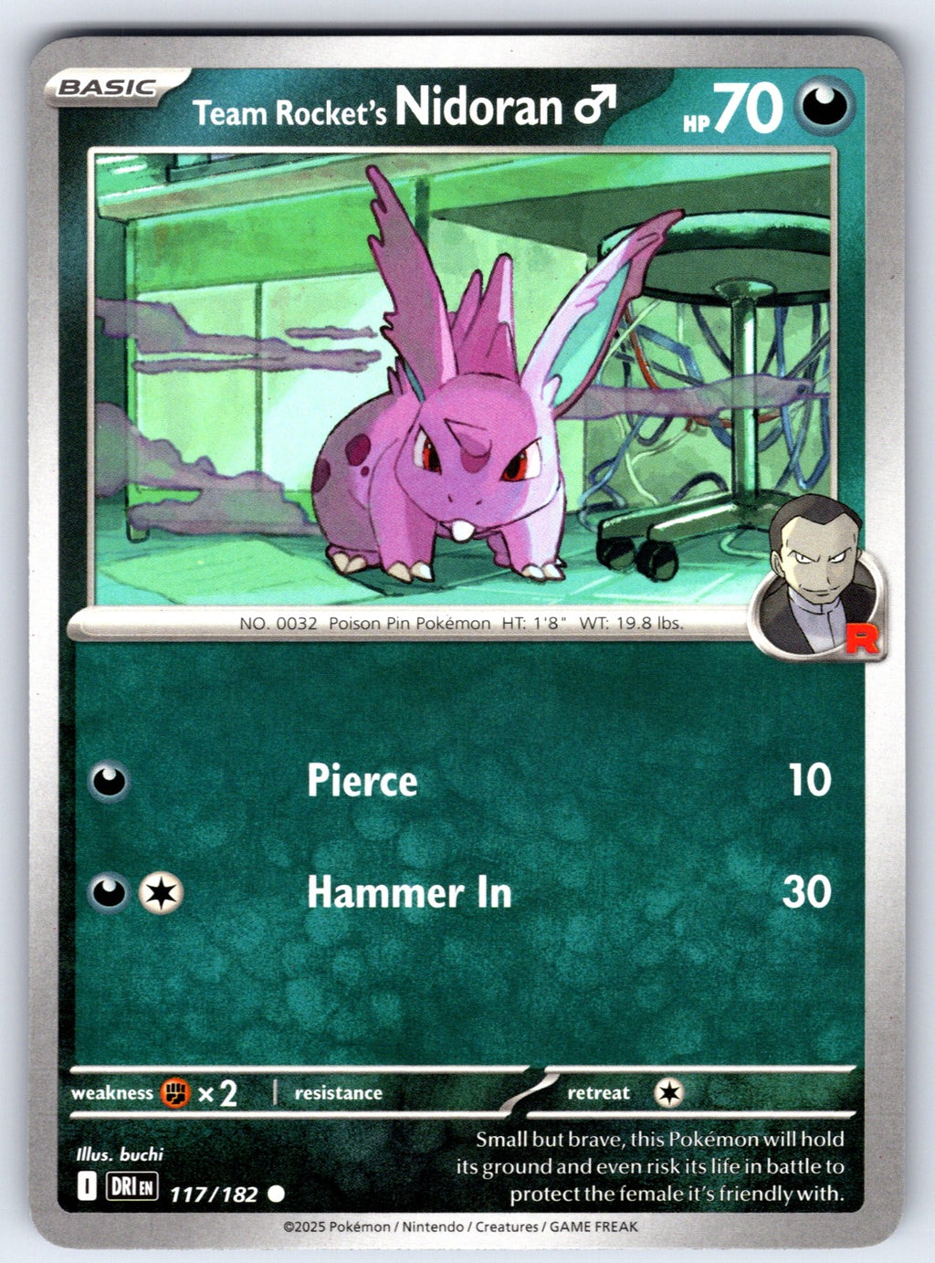 Team Rocket's Nidoran M Common SV10: Destined Rivals 117/182 NM 2025
