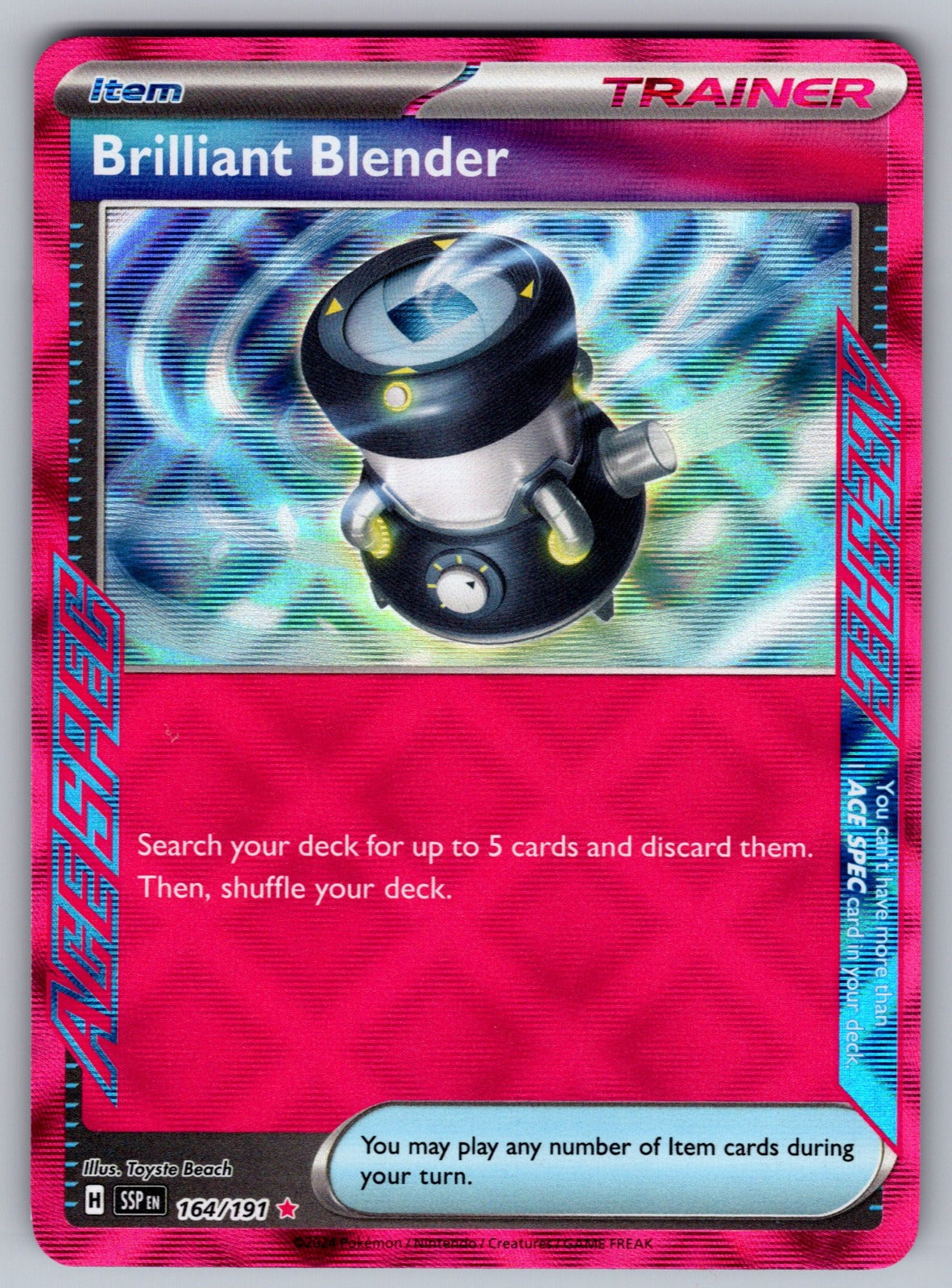 Brilliant Blender Holo ACE SPEC Rare SV08: Surging Sparks 164/191 NM 2024