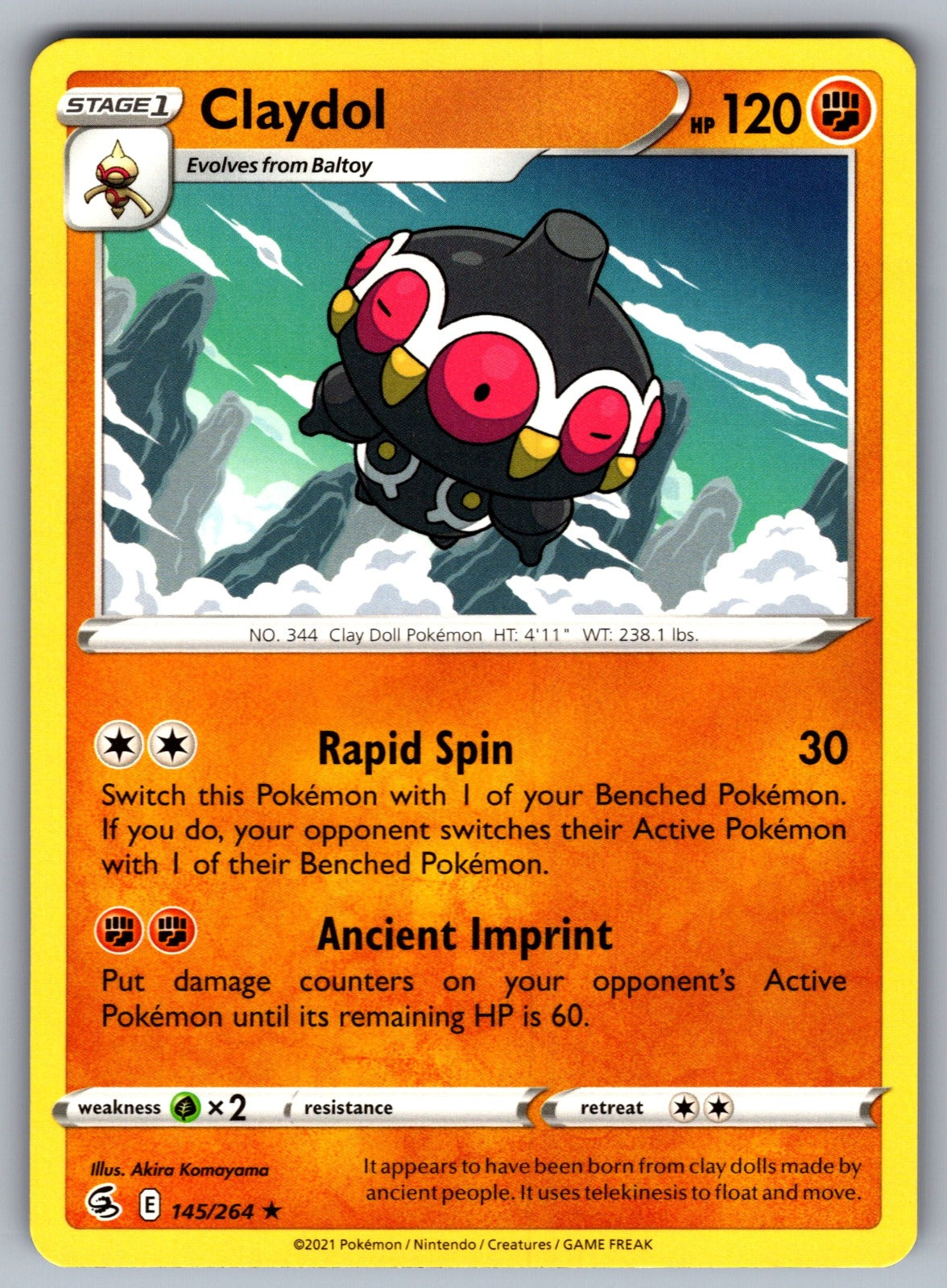 Claydol Rare SWSH08: Fusion Strike 145/264 NM 2021