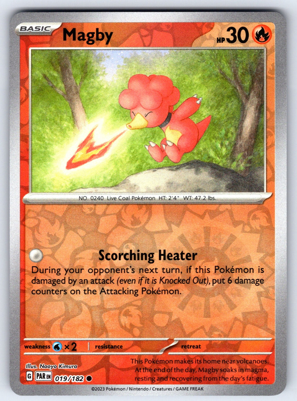 Magby Reverse Holo Common SV04: Paradox Rift 019/182 NM 2023