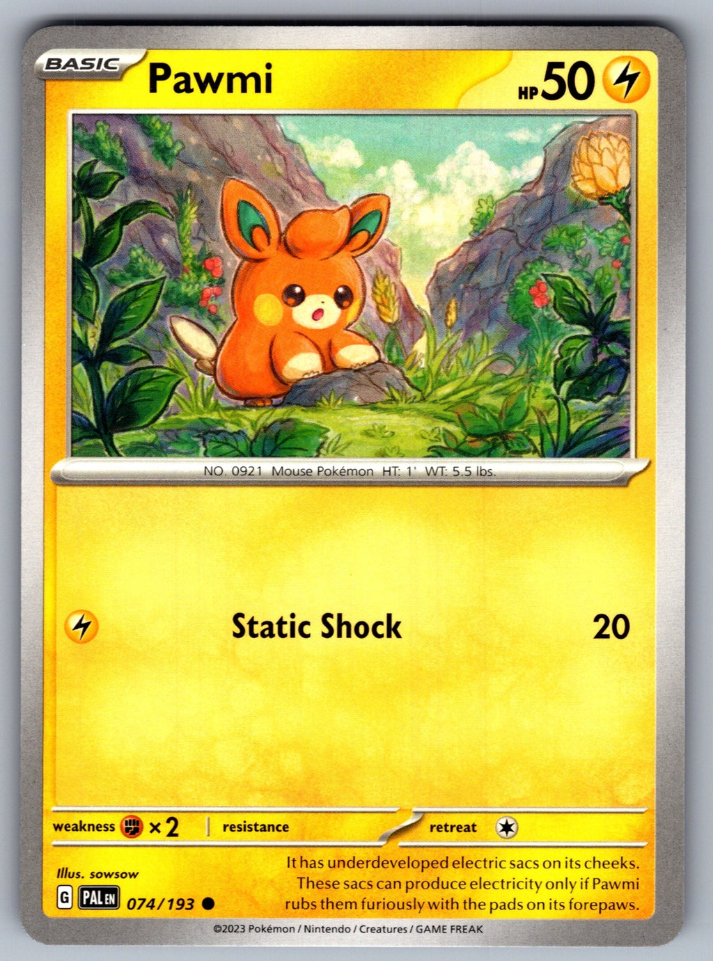 Pawmi Common SV02: Paldea Evolved 074/193 NM 2023