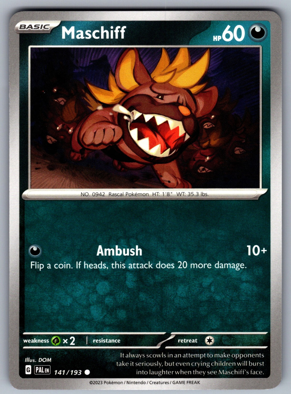 Maschiff Common SV02: Paldea Evolved 141/193 NM 2023
