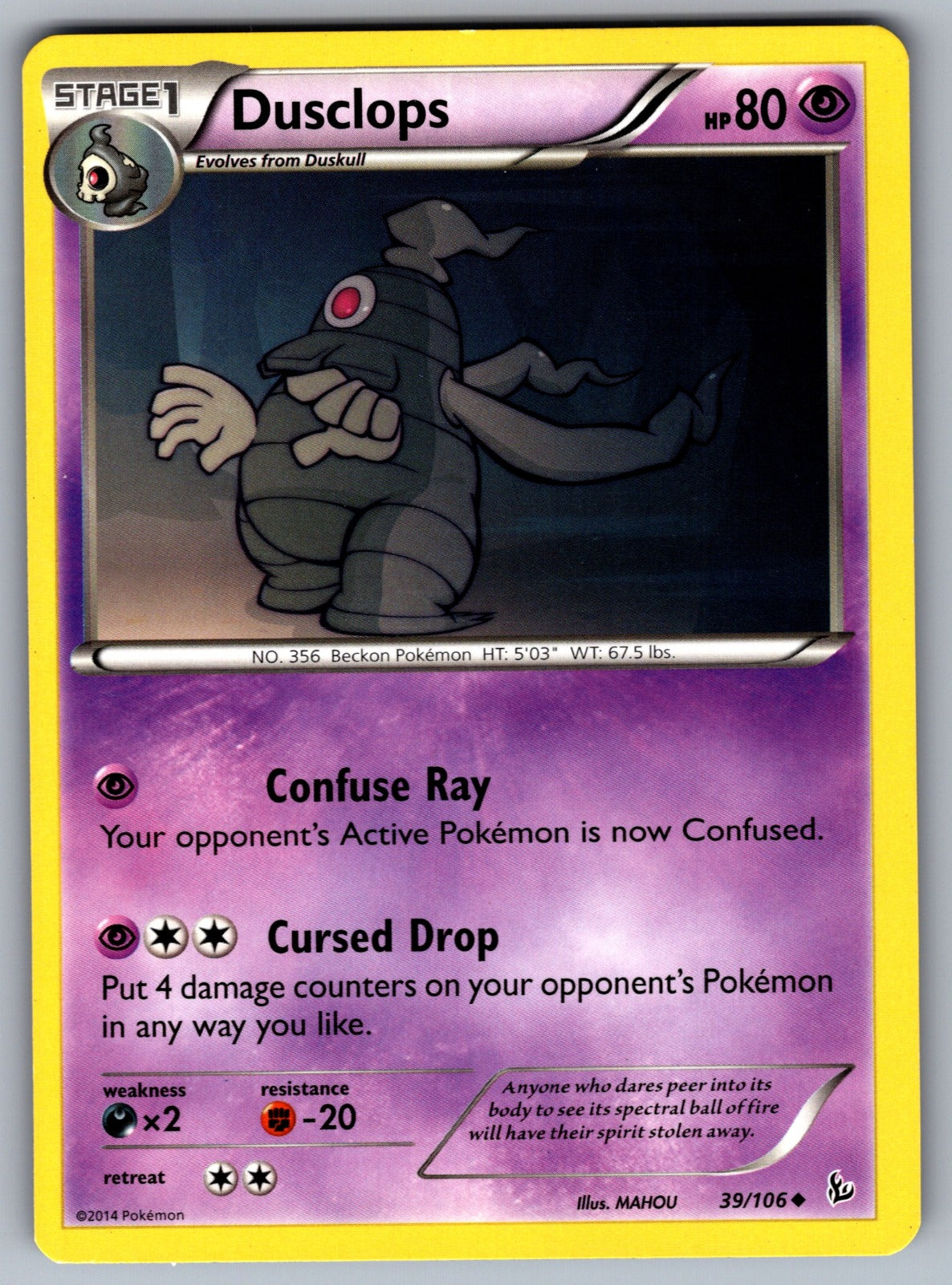 Dusclops Uncommon XY - Flashfire 39/106 LP 2014