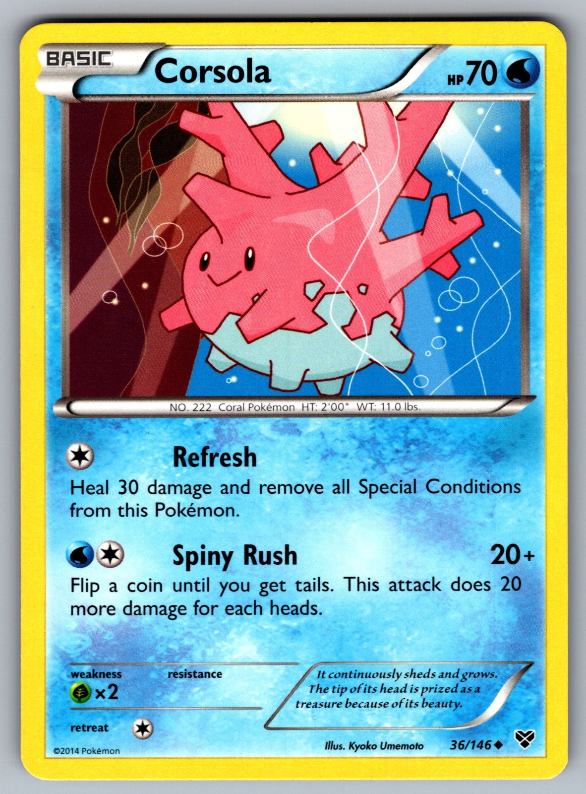 Corsola Uncommon XY Base Set 36/146 LP 2014