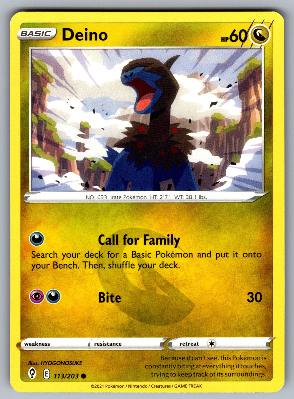 Deino Common SWSH07: Evolving Skies 113/203 NM 2021