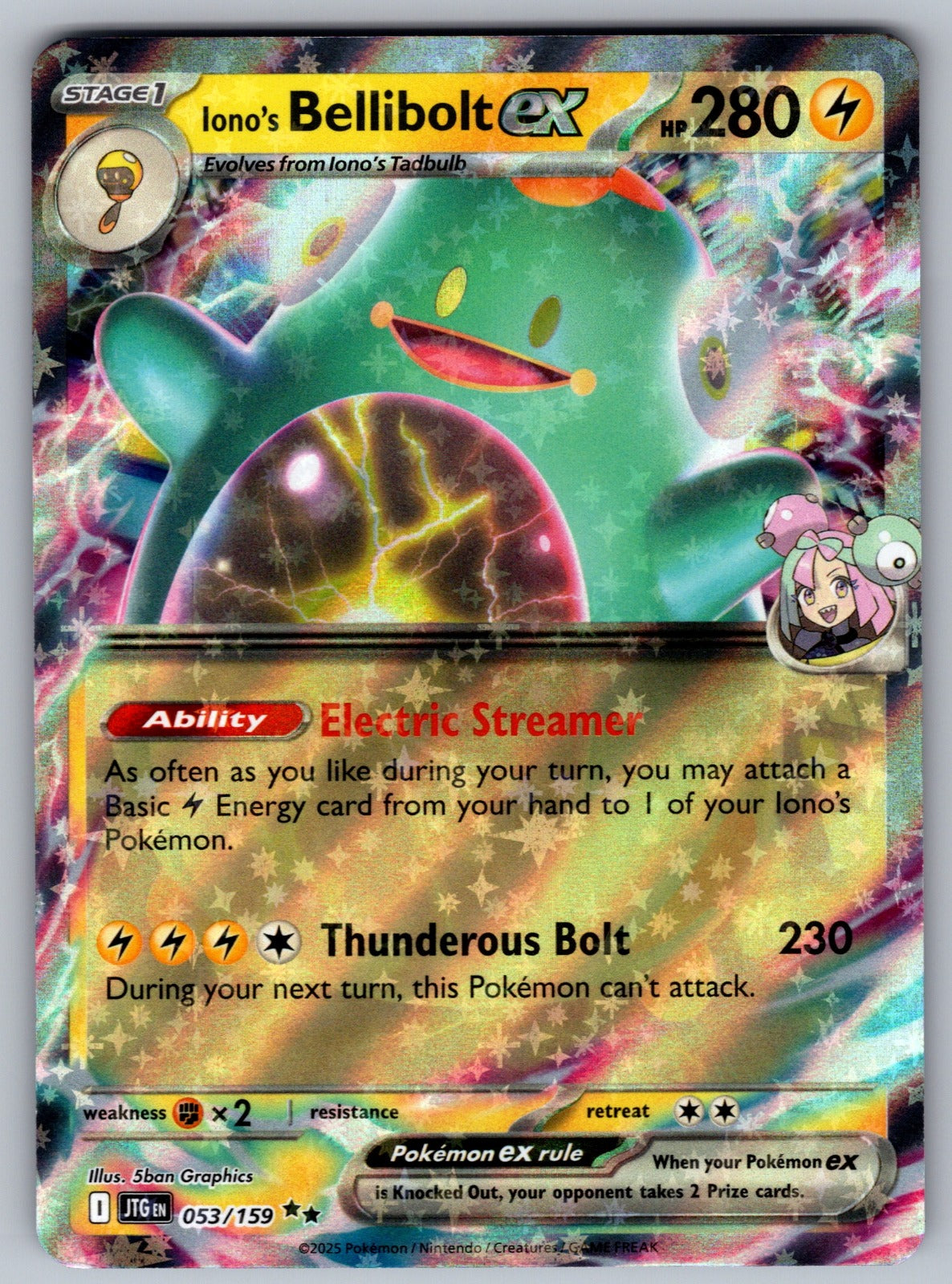 Iono's Bellibolt ex Holo Double Rare SV09: Journey Together 053/159 NM 2025