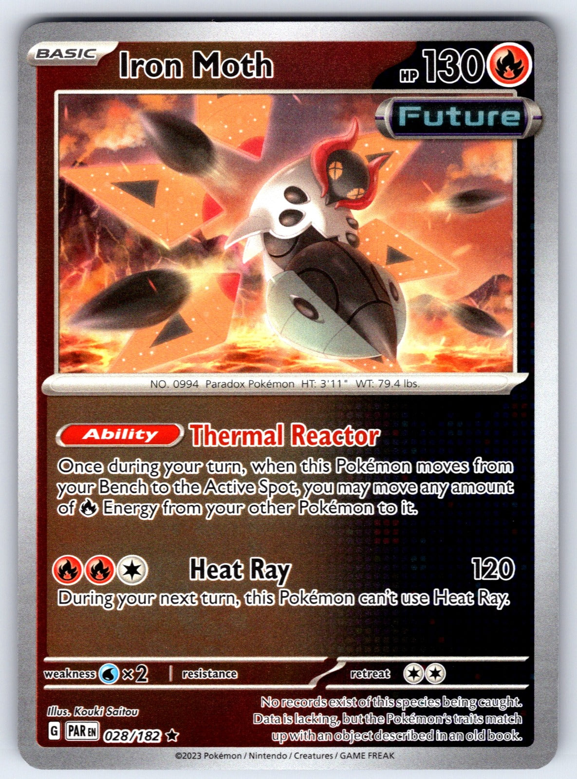 Iron Moth Reverse Holo Rare SV04: Paradox Rift 028/182 NM 2023