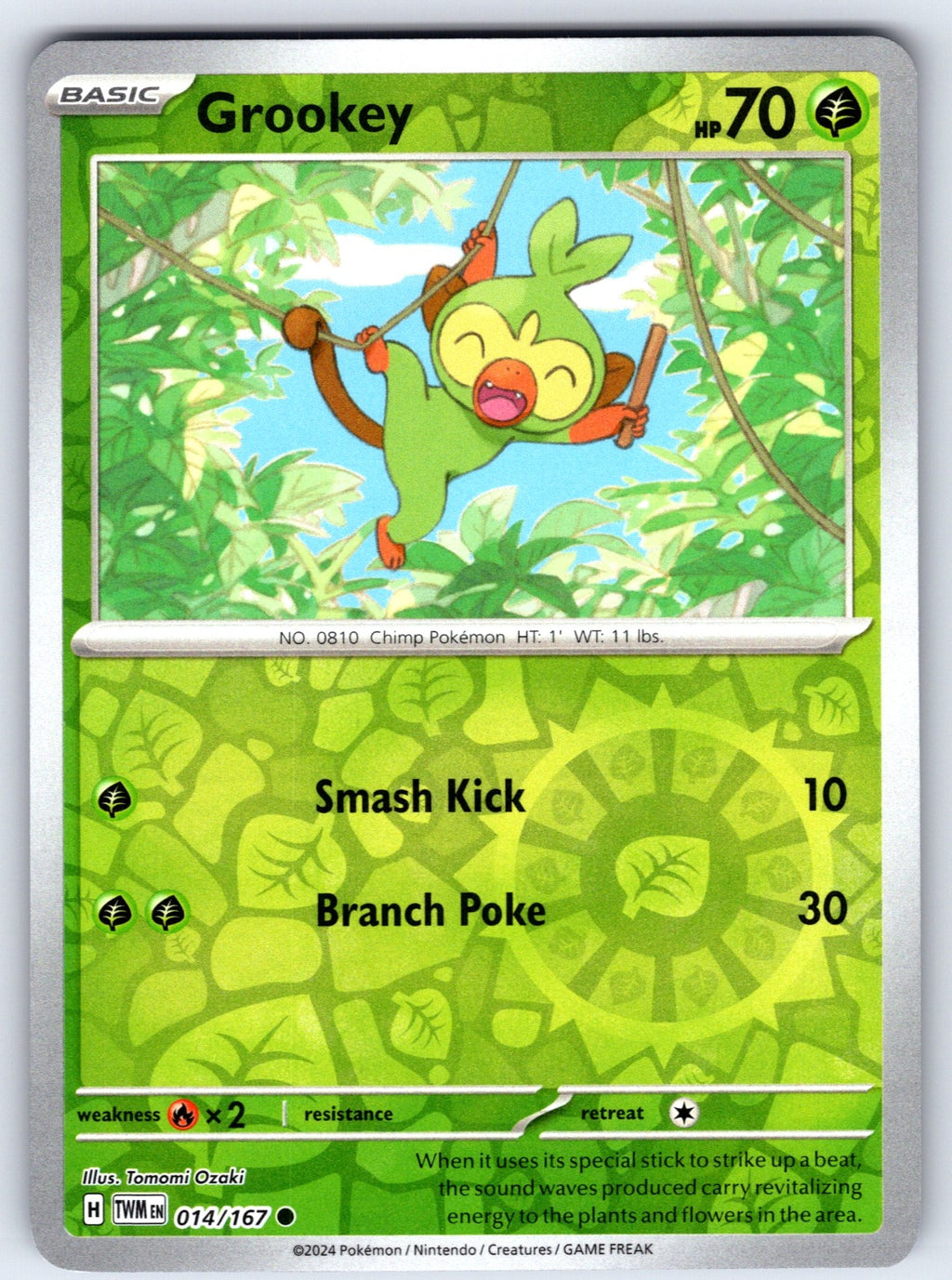 Grookey Reverse Holo Common SV06: Twilight Masquerade 014/167 NM 2024