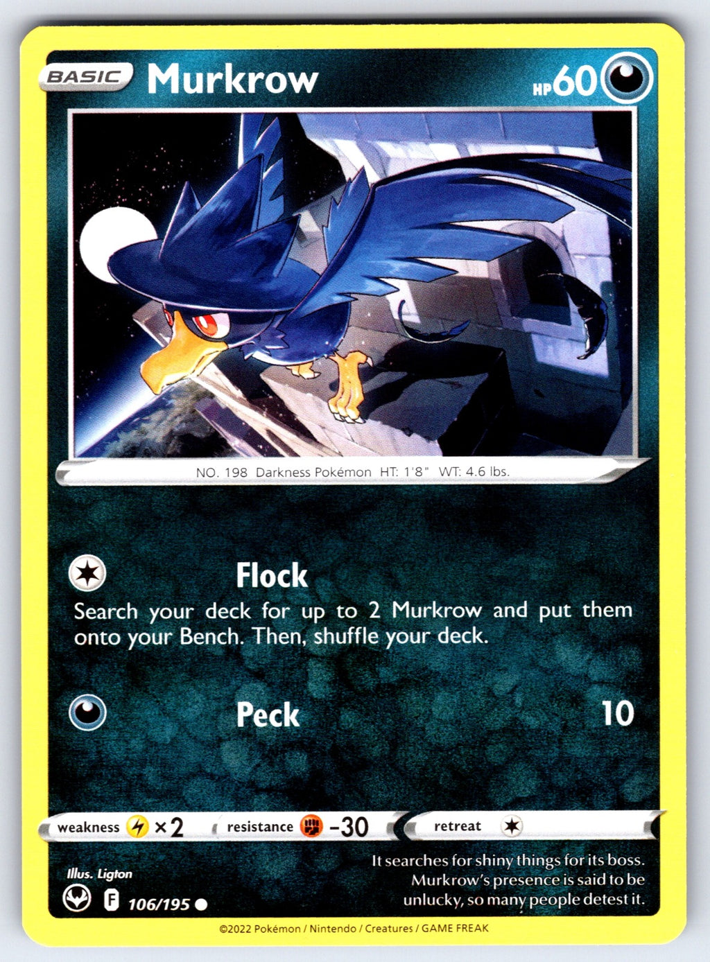 Murkrow Common SWSH12: Silver Tempest 106/195 NM 2022