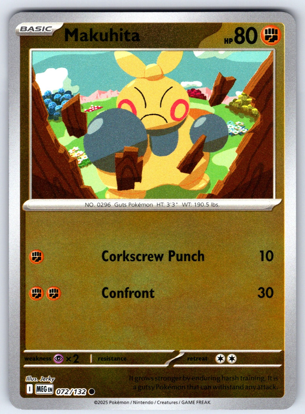 Makuhita Reverse Holo Common ME01: Mega Evolution 072/132 NM 2025