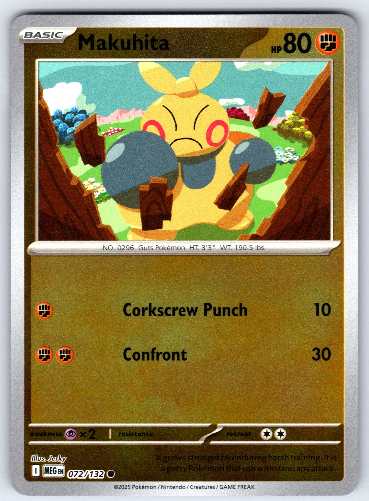 Makuhita Reverse Holo Common ME01: Mega Evolution 072/132 NM 2025