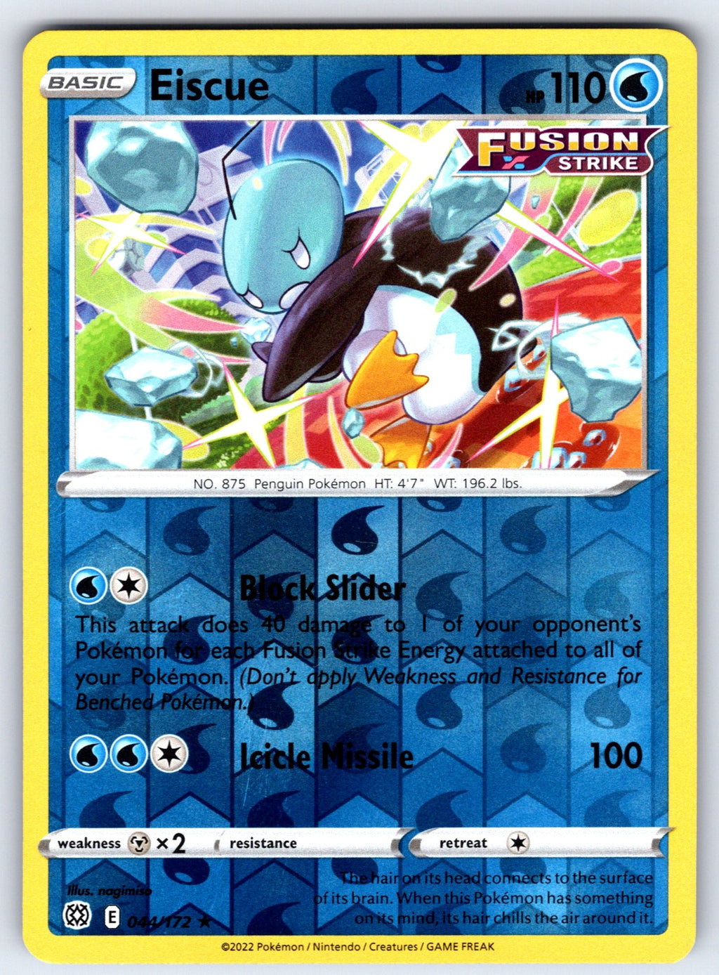Eiscue Reverse Holo Rare SWSH09: Brilliant Stars 044/172 NM 2022