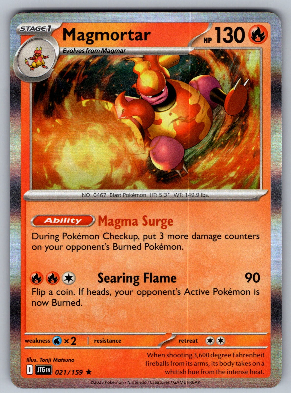 Magmortar Holo Rare SV09: Journey Together 021/159 NM 2025