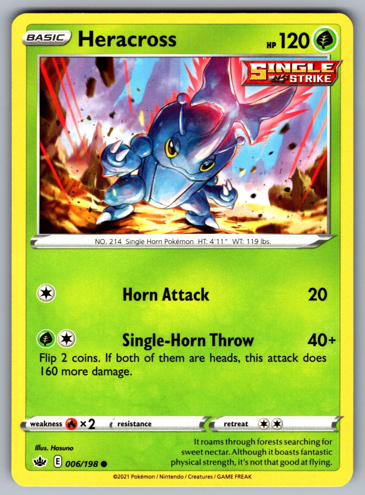 Heracross Common SWSH06: Chilling Reign 006/198 NM 2021