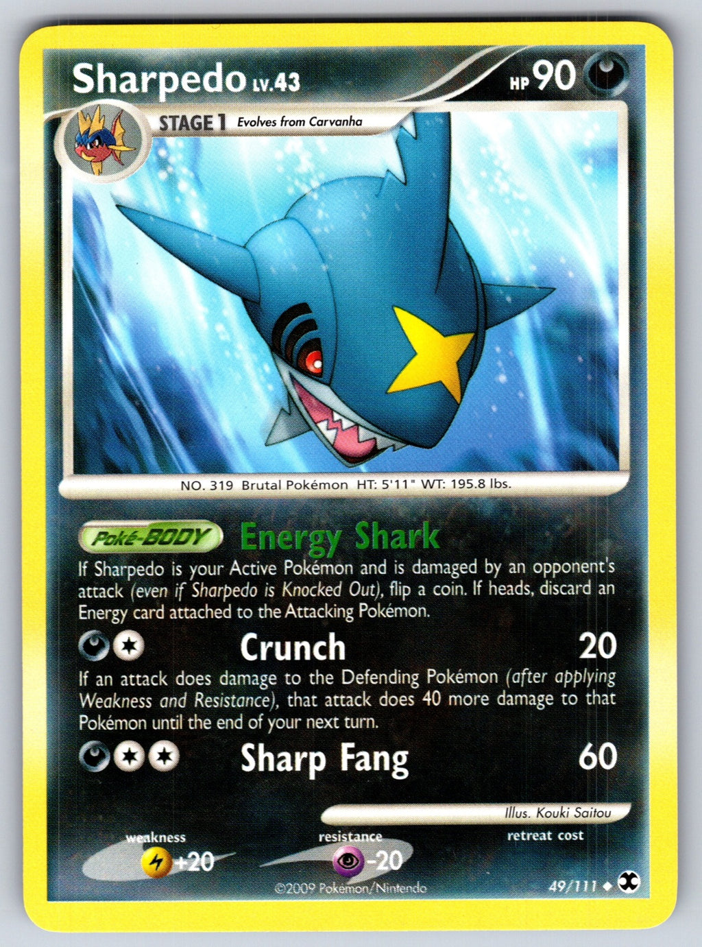 Sharpedo Uncommon Rising Rivals 49/111 LP 2009