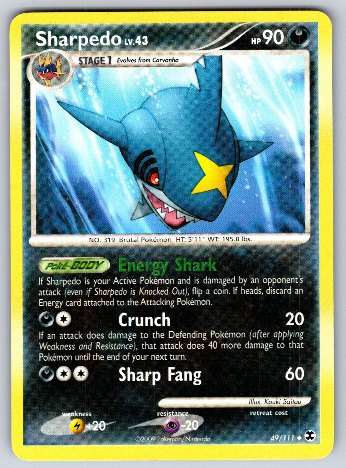Sharpedo Uncommon Rising Rivals 49/111 LP 2009