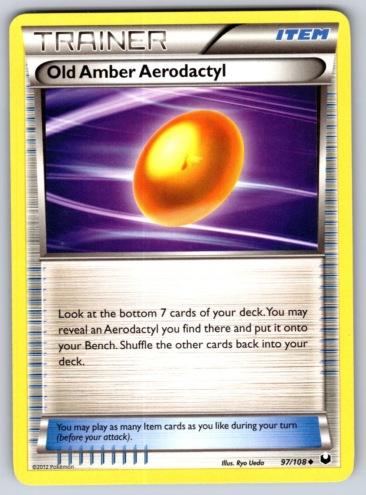 Old Amber Aerodactyl Uncommon Dark Explorers 97/108 LP 2012