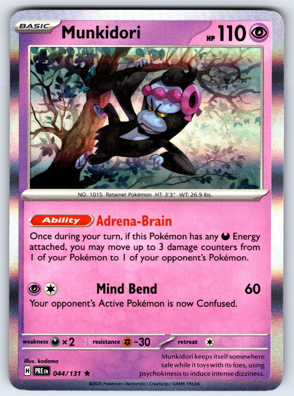 Munkidori Holo Rare SV: Prismatic Evolutions 044/131 NM 2025