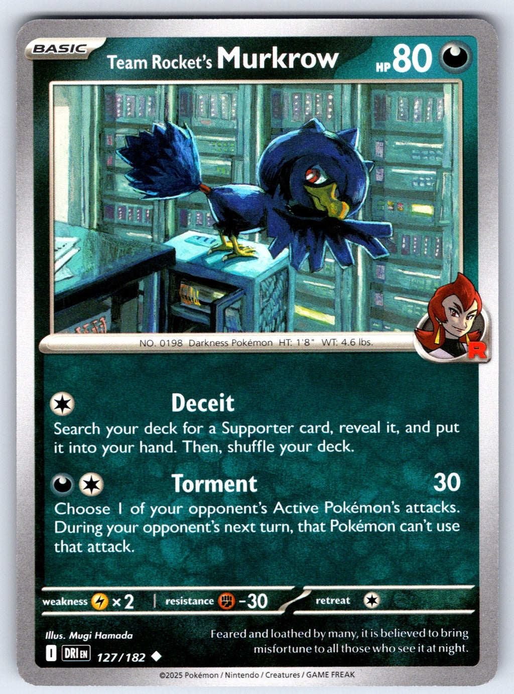 Team Rocket's Murkrow Uncommon SV10: Destined Rivals 127/182 NM 2025