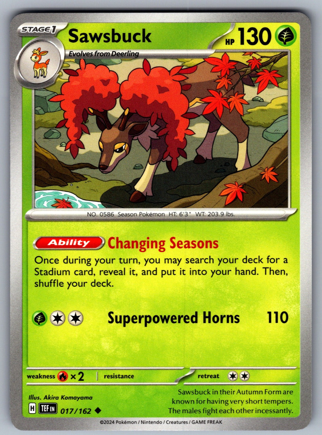 Sawsbuck Uncommon SV05: Temporal Forces 017/162 NM 2024