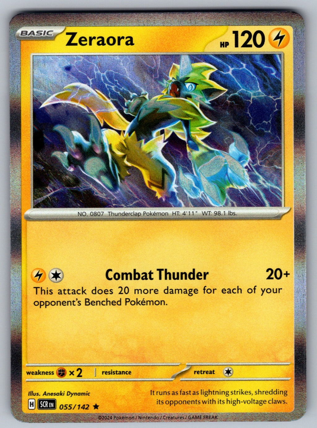 Zeraora Holo Rare SV07: Stellar Crown 055/142 NM 2024