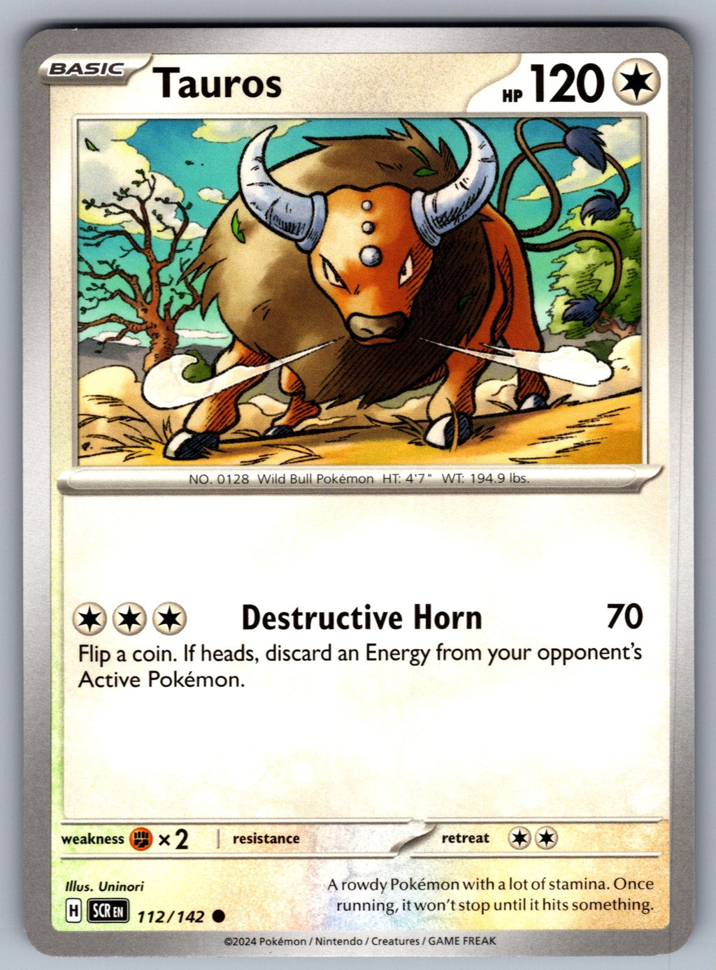 Tauros Common SV07: Stellar Crown 112/142 NM 2024