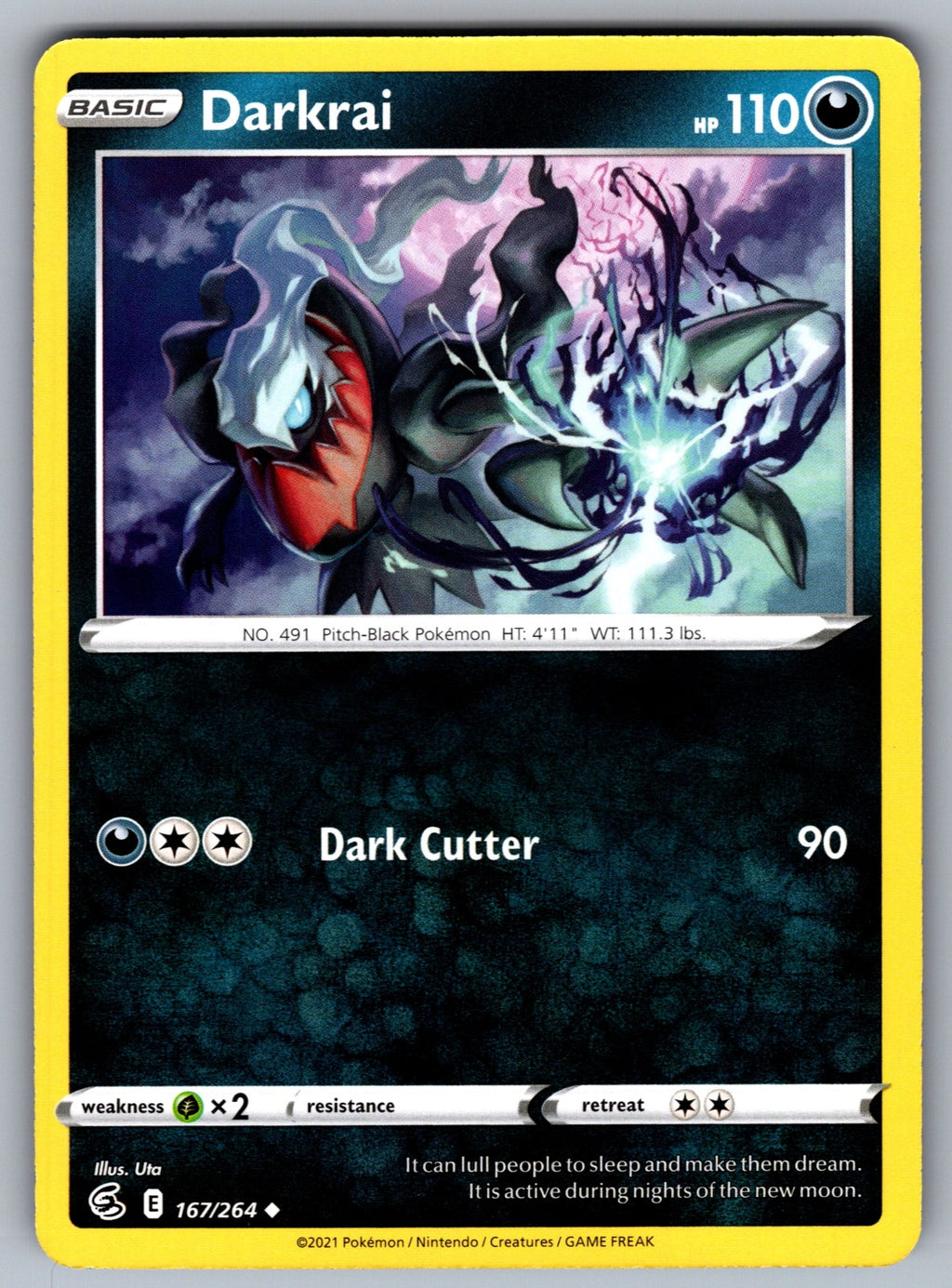 Darkrai Uncommon SWSH08: Fusion Strike 167/264 NM 2021