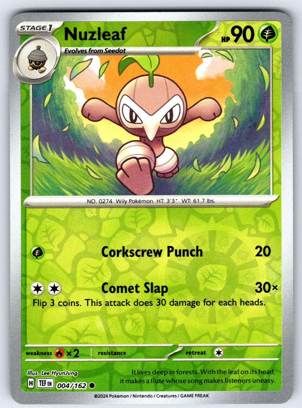 Nuzleaf Reverse Holo Common SV05: Temporal Forces 004/162 NM 2024