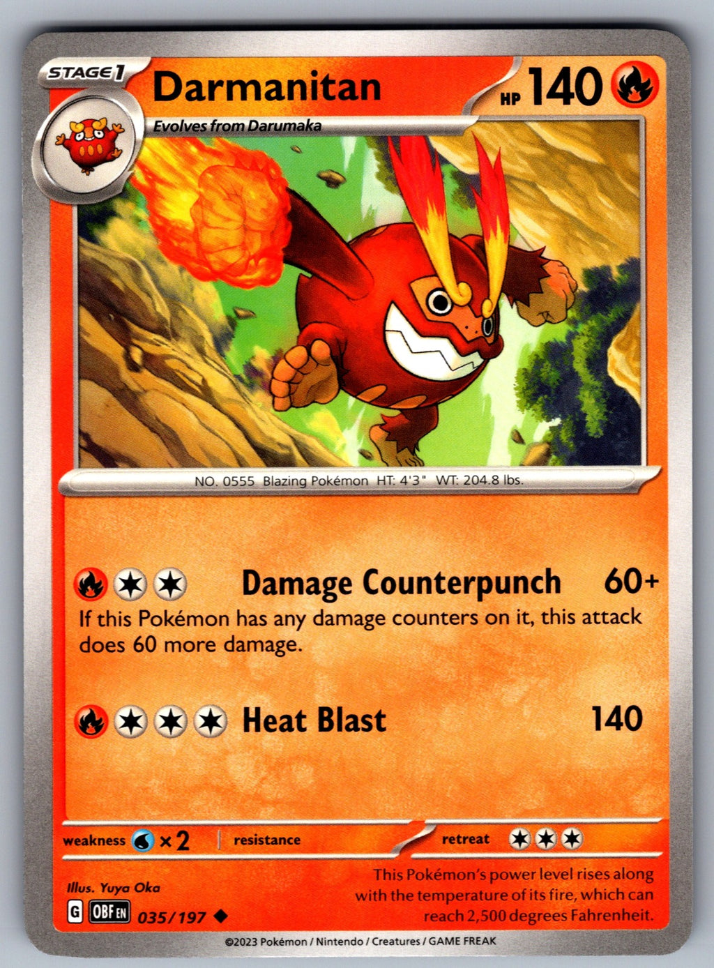 Darmanitan Uncommon SV03: Obsidian Flames 035/197 NM 2023