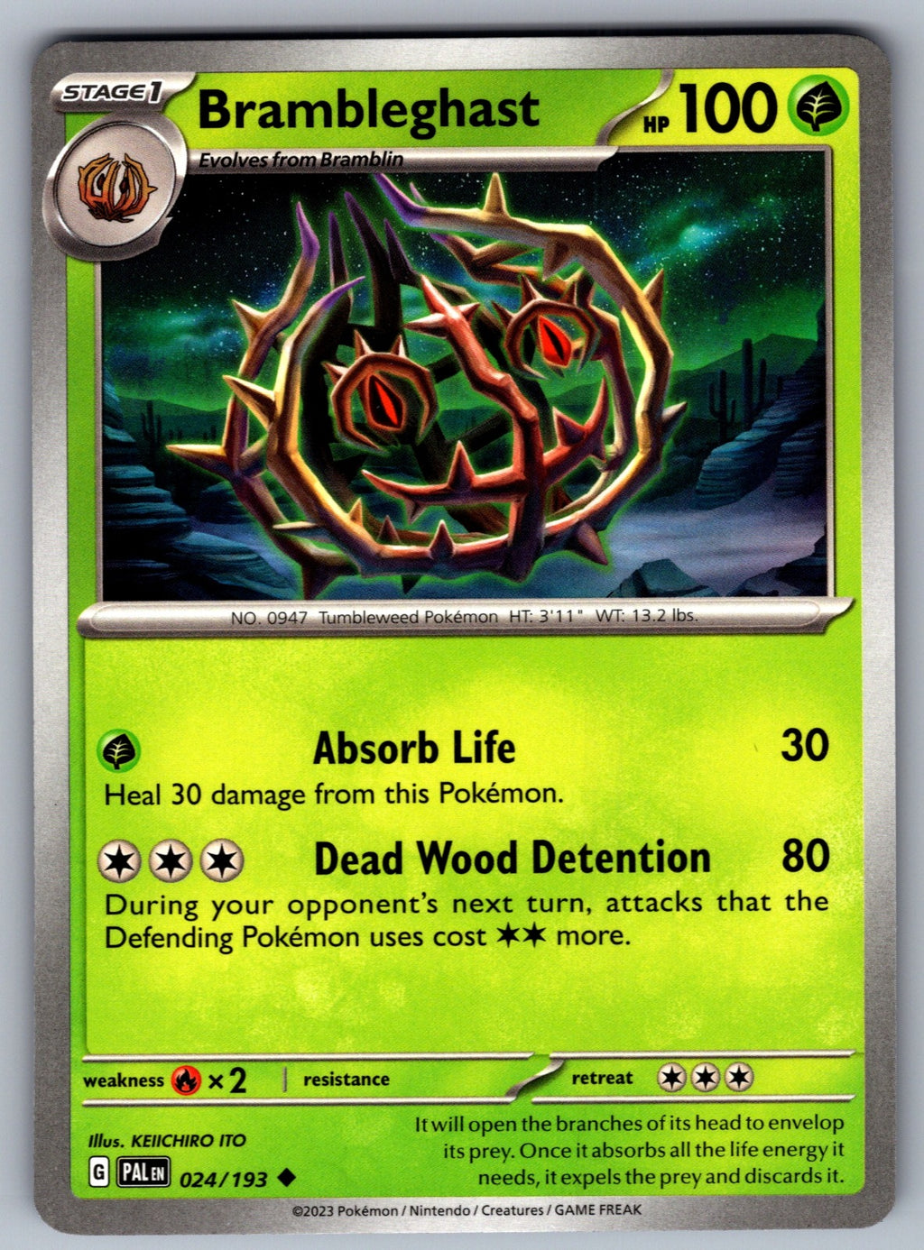 Brambleghast Uncommon SV02: Paldea Evolved 024/193 NM 2023