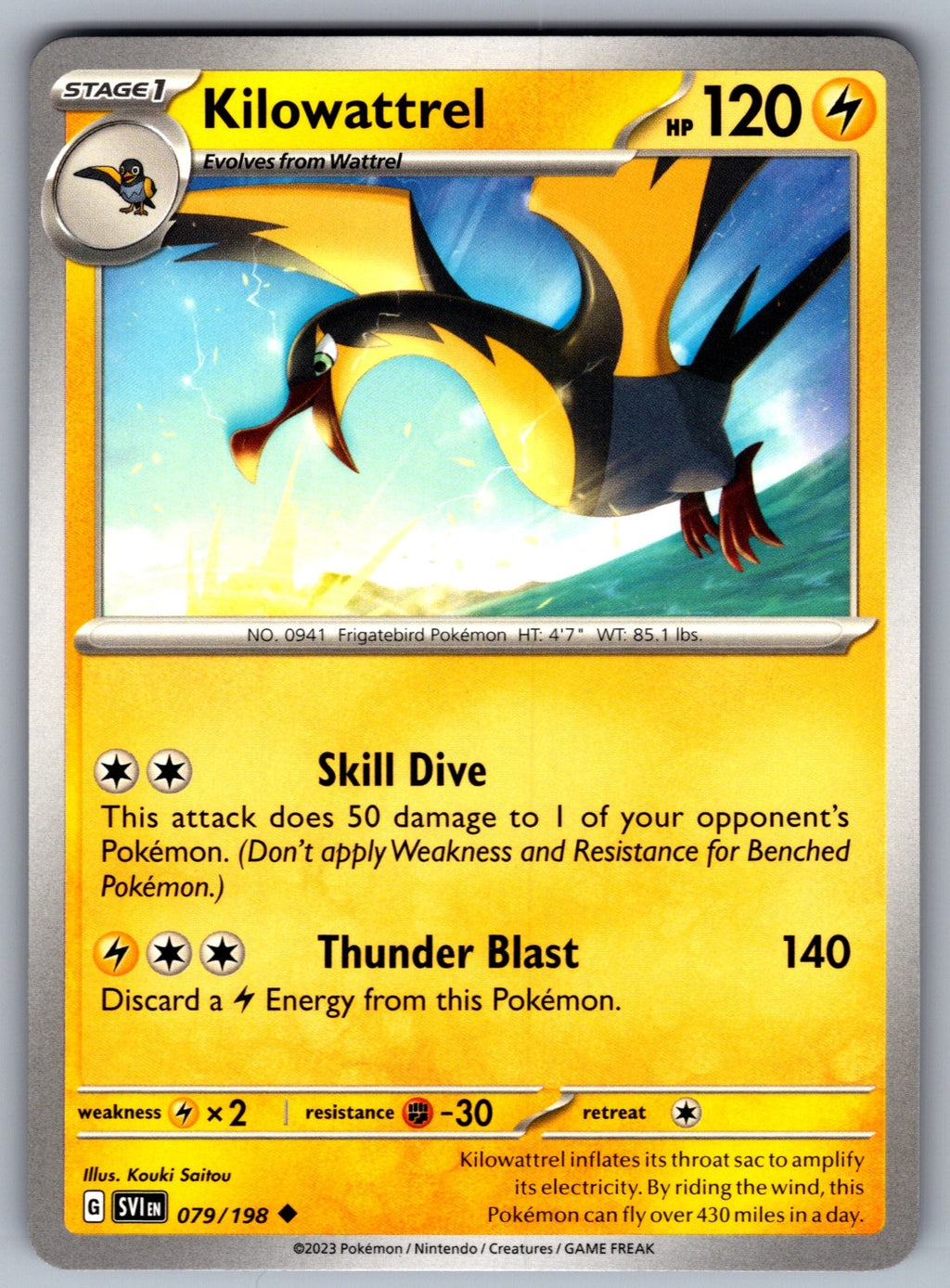 Kilowattrel Uncommon SV01: Scarlet & Violet Base Set 079/198 NM 2023