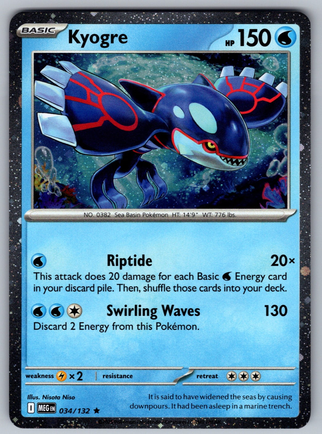 Kyogre Holo Rare ME01: Mega Evolution 034/132 NM 2025