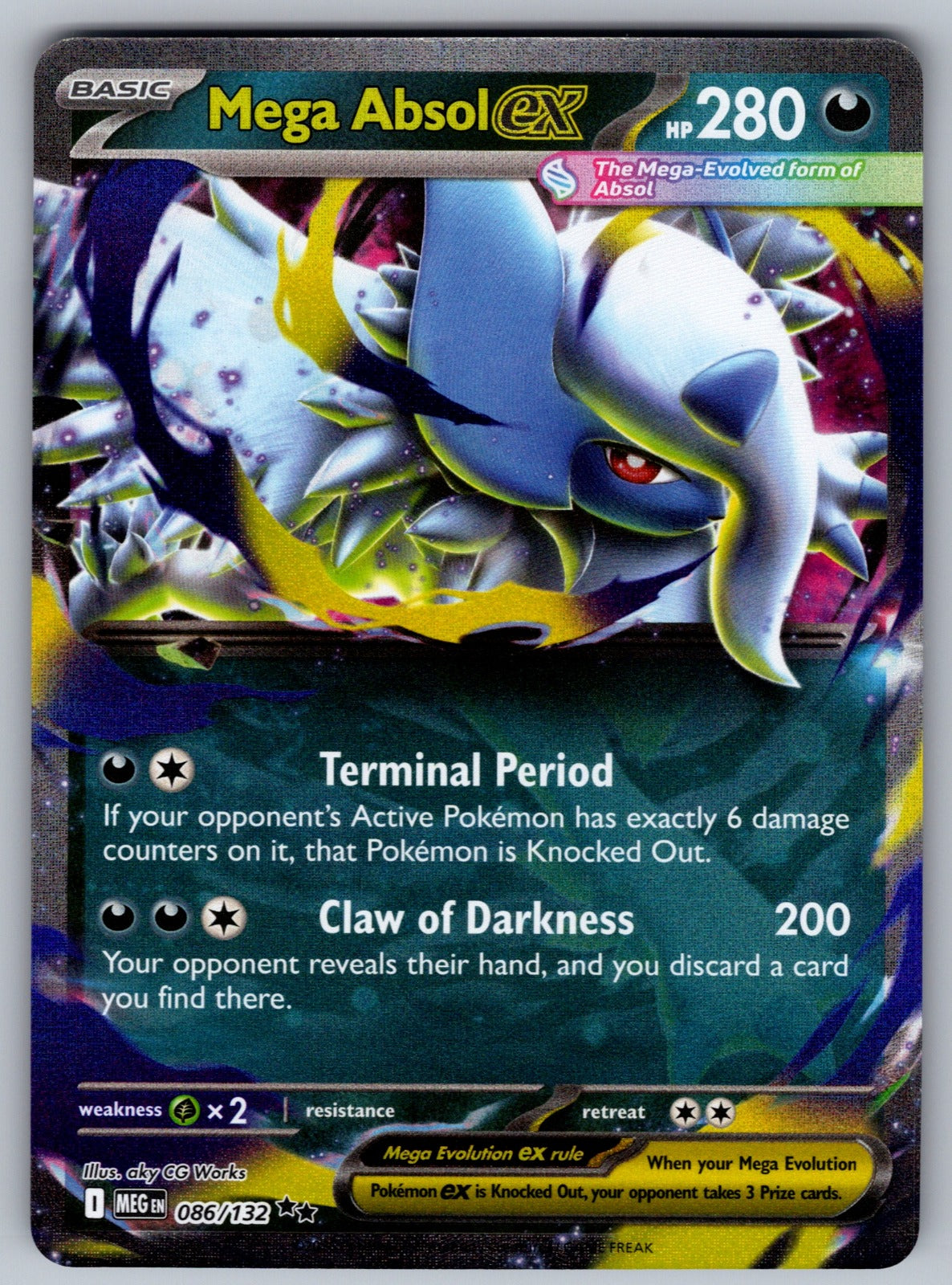 Mega Absol ex - Holo Double Rare ME01: Mega Evolution 086/132 NM 2025