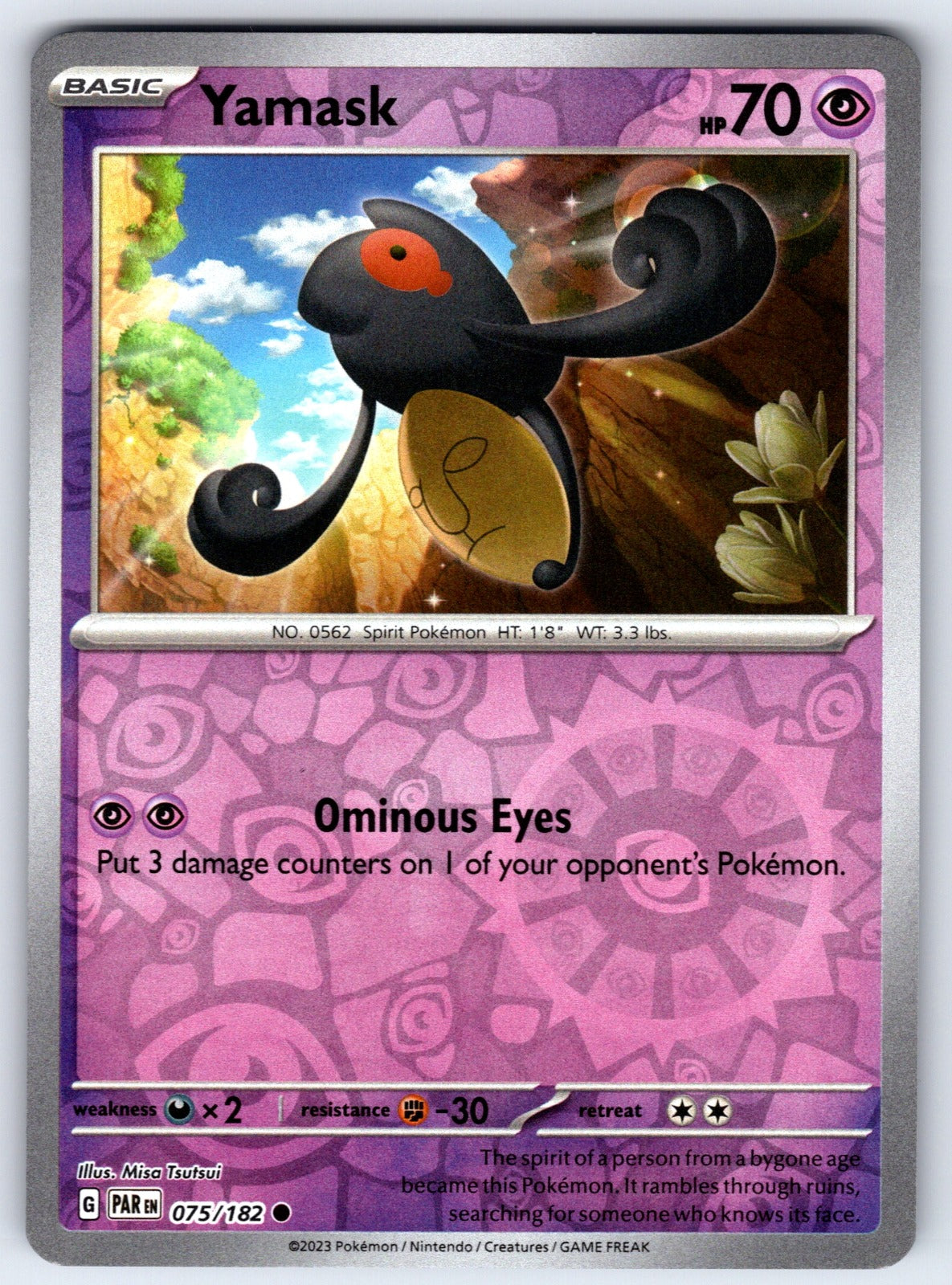Yamask Reverse Holo Common SV04: Paradox Rift 075/182 NM 2023