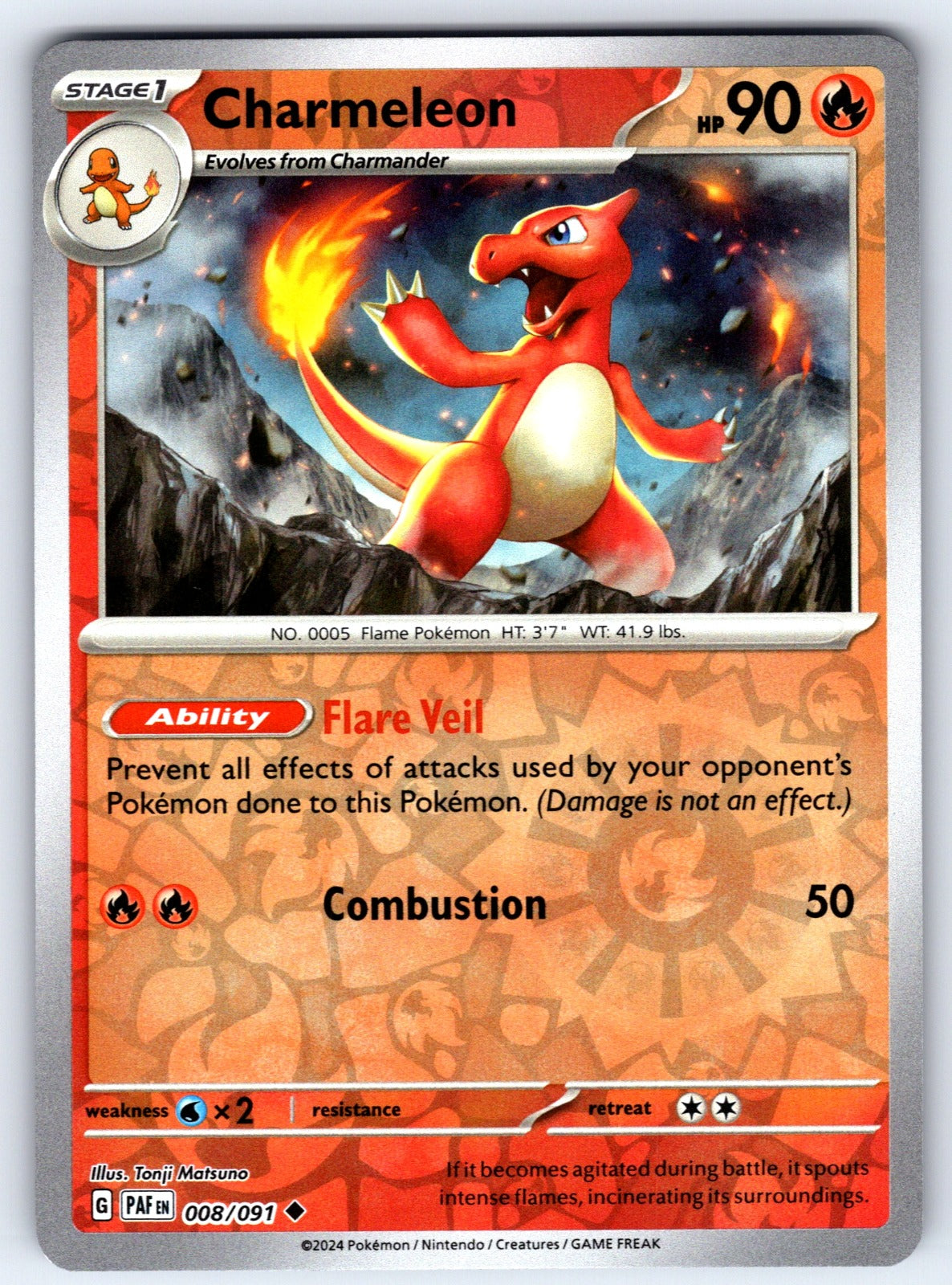 Charmeleon Reverse Holo Uncommon SV: Paldean Fates 008/091 NM 2024
