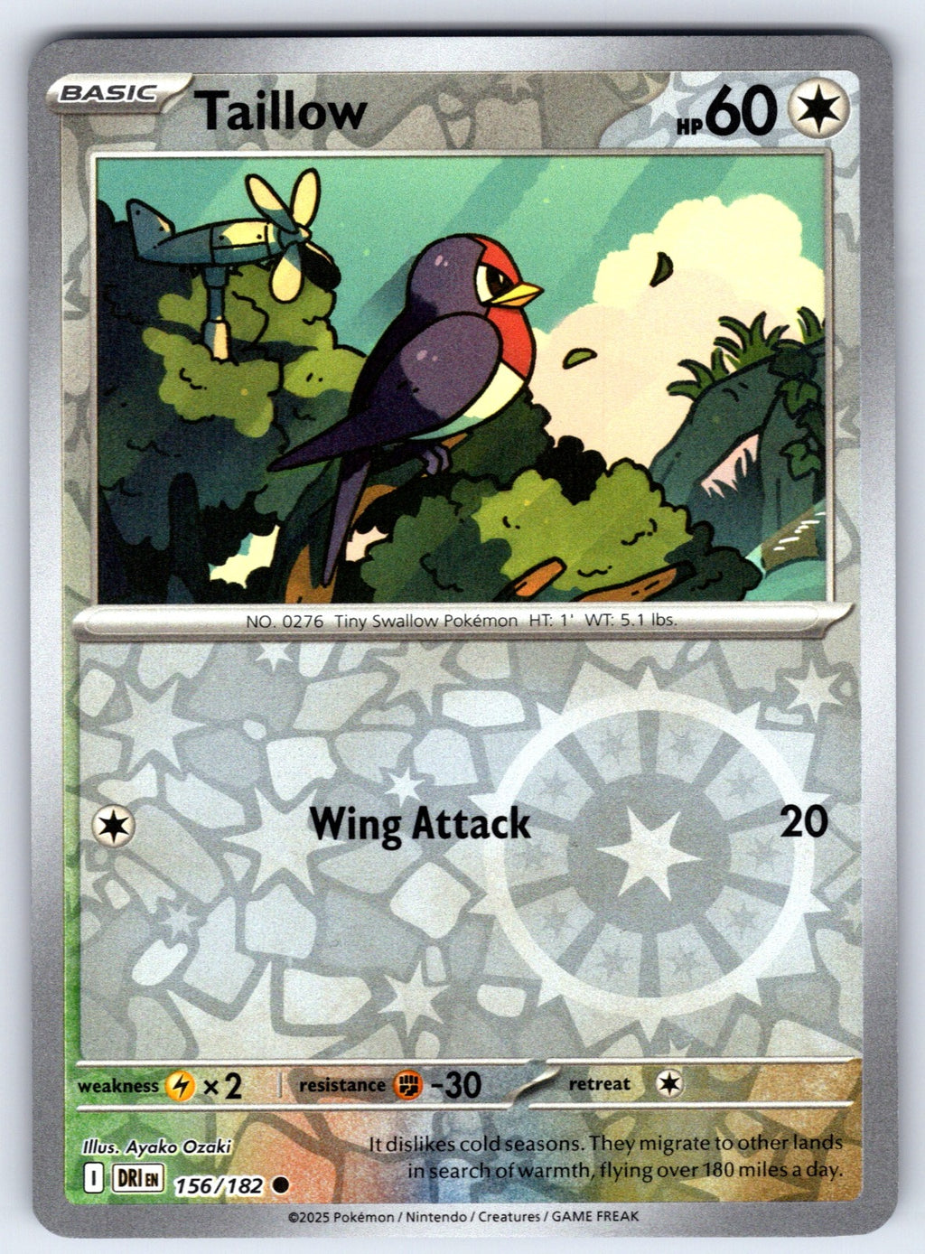 Taillow Reverse Holo Common SV10: Destined Rivals 156/182 NM 2025