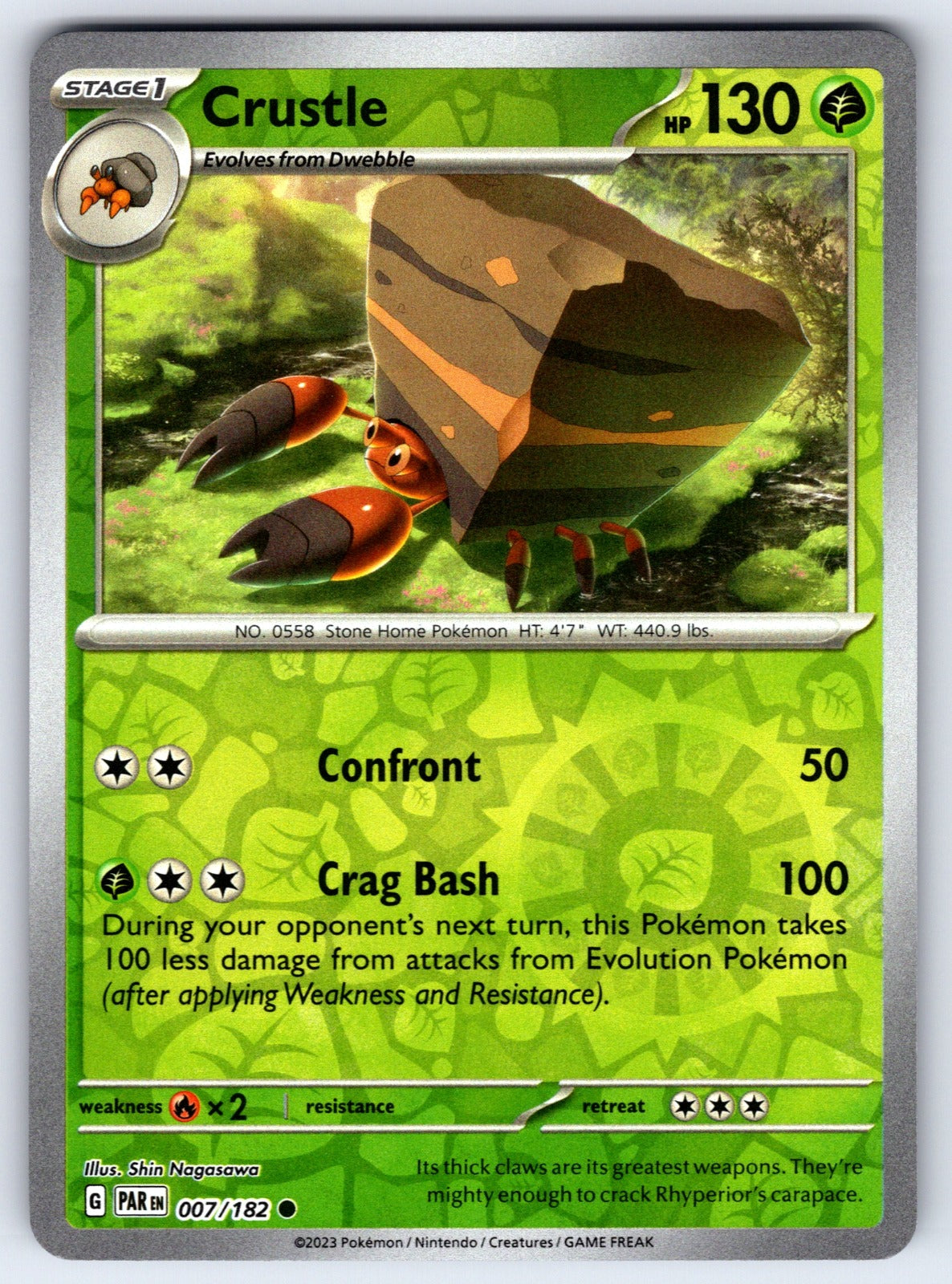 Crustle Reverse Holo Common SV04: Paradox Rift 007/182 NM 2023