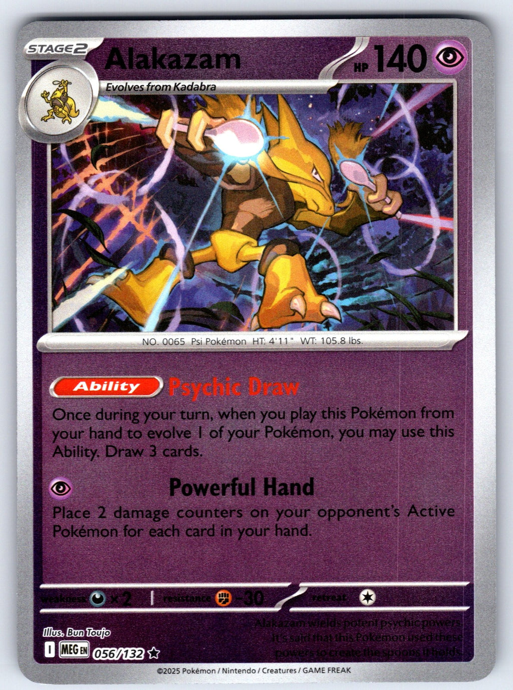 Alakazam Reverse Holo Rare ME01: Mega Evolution 056/132 NM 2025