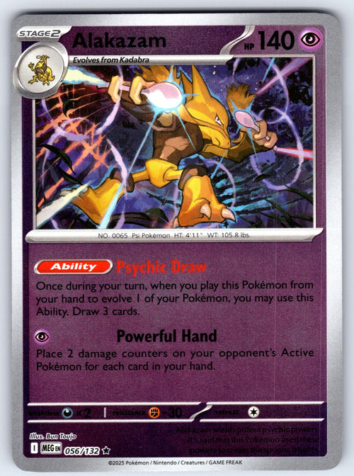 Alakazam Reverse Holo Rare ME01: Mega Evolution 056/132 NM 2025