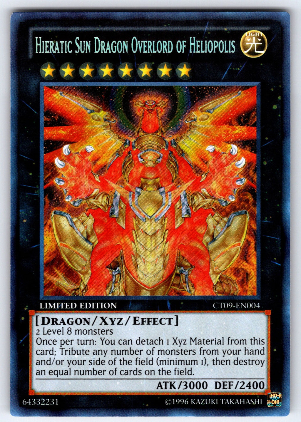 Hieratic Sun Dragon Overlord of Heliopolis Limited Secret Rare 2012 Collectors T