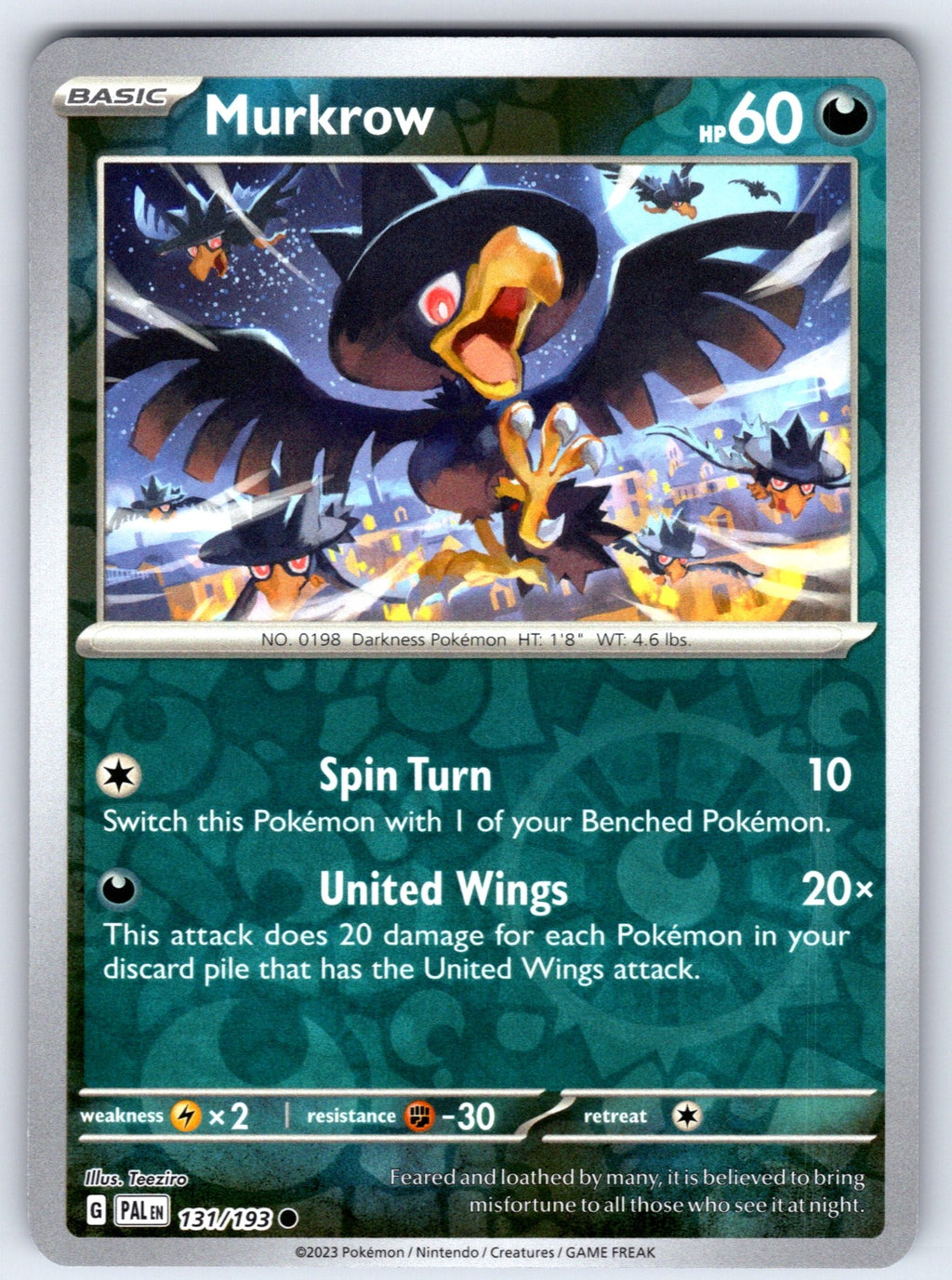 Murkrow Reverse Holo Common SV02: Paldea Evolved 131/193 NM 2023