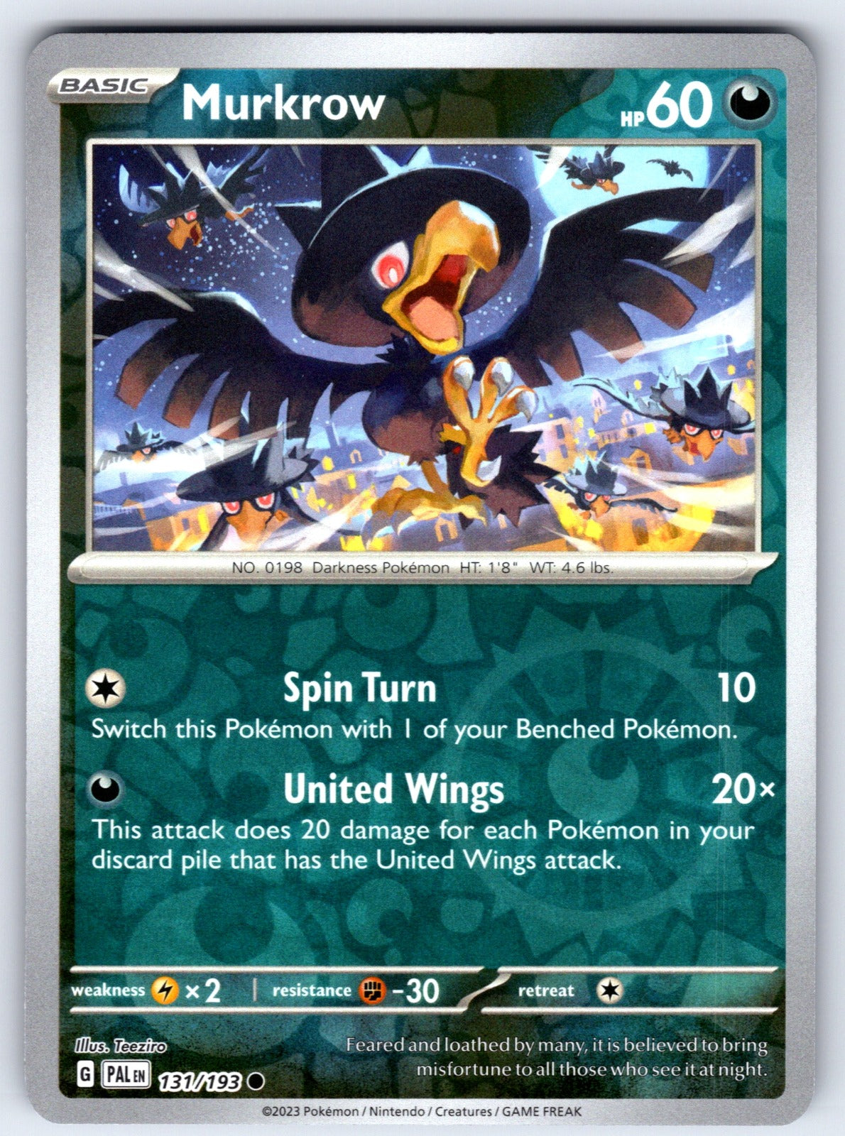 Murkrow Reverse Holo Common SV02: Paldea Evolved 131/193 NM 2023