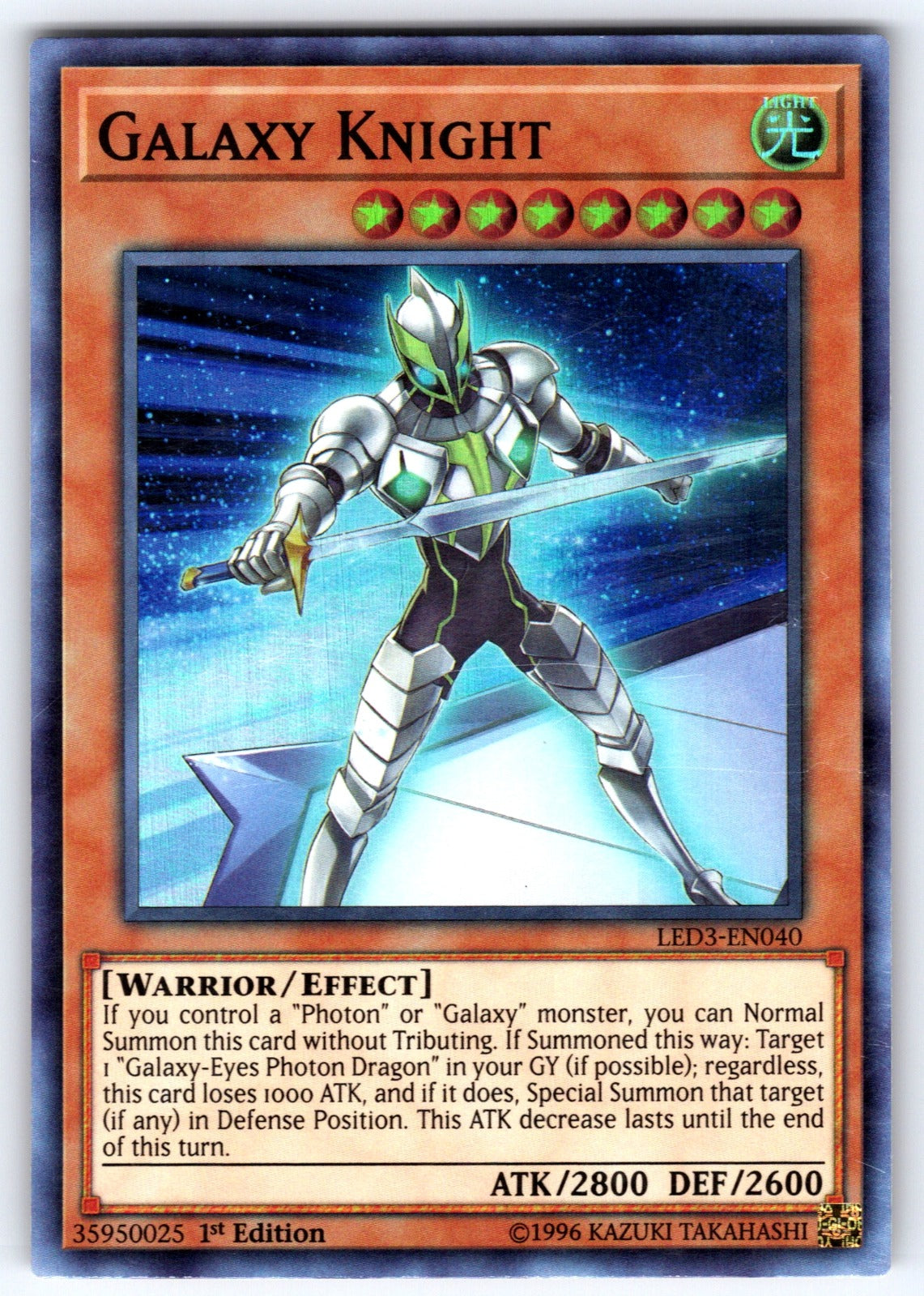 Galaxy Knight 1st Edition Super Rare Legendary Duelists: White Dragon Abyss LED3