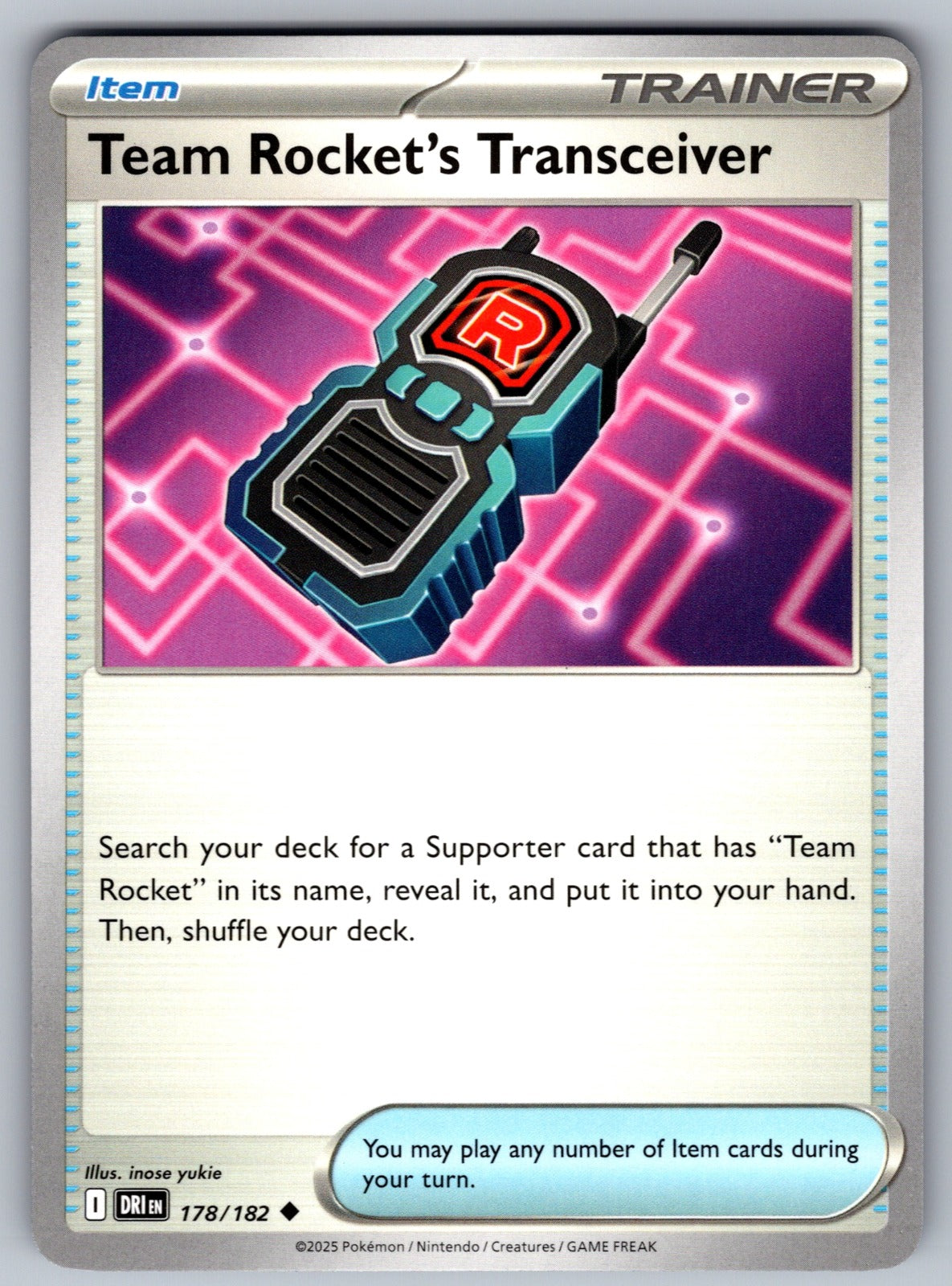 Team Rocket's Transceiver Uncommon SV10: Destined Rivals 178/182 NM 2025