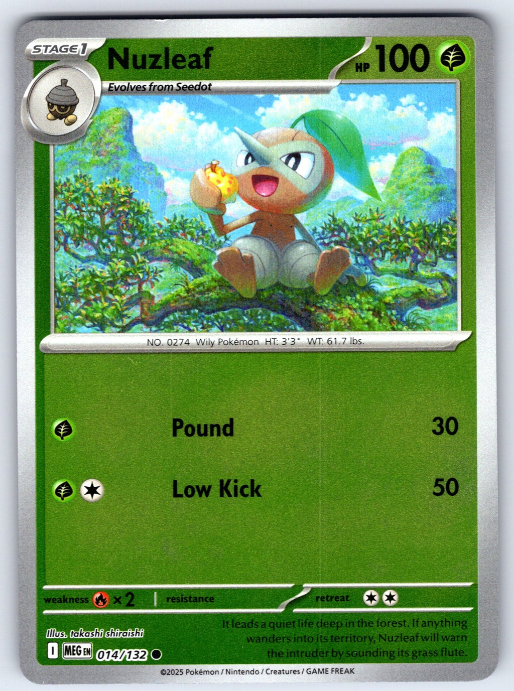 Nuzleaf Reverse Holo Common ME01: Mega Evolution 014/132 NM 2025