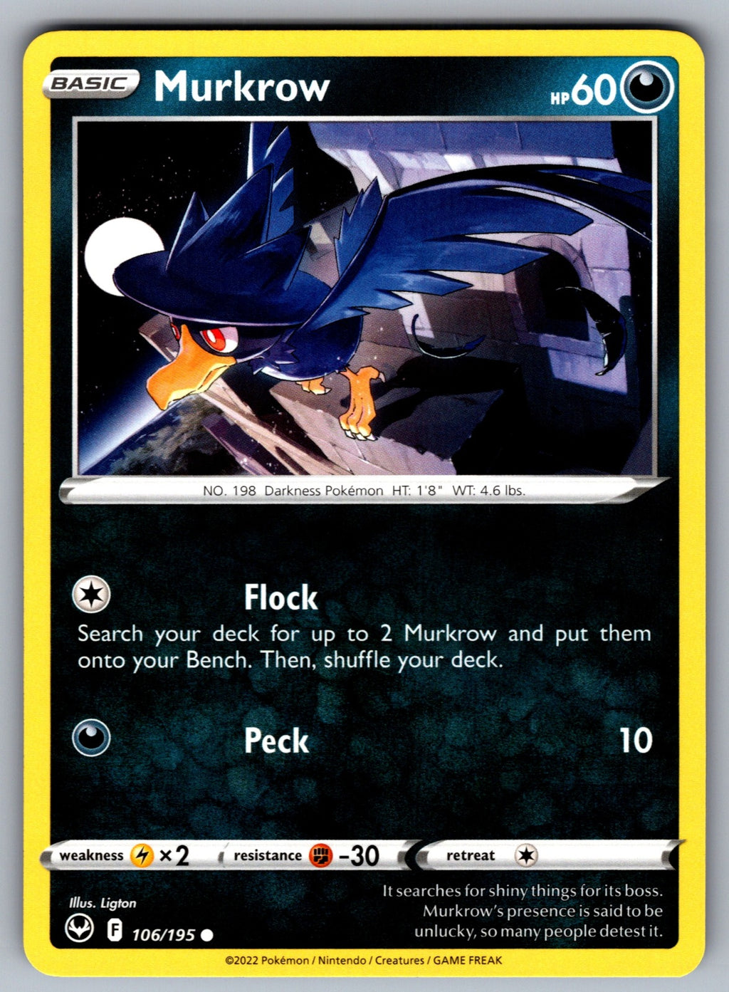 Murkrow Common SWSH12: Silver Tempest 106/195 NM 2022