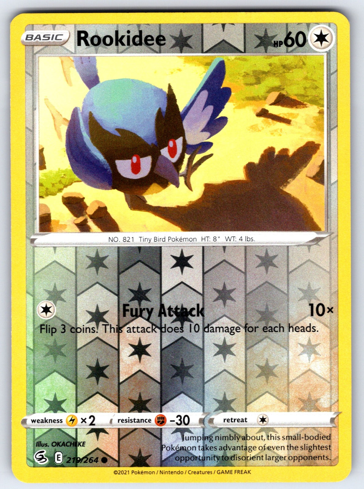 Rookidee Reverse Holo Common SWSH08: Fusion Strike 219/264 NM 2021